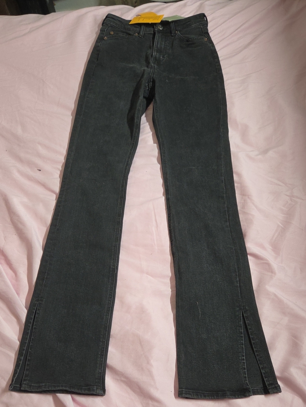 High-Rise Black Split-Leg Flare Jeans